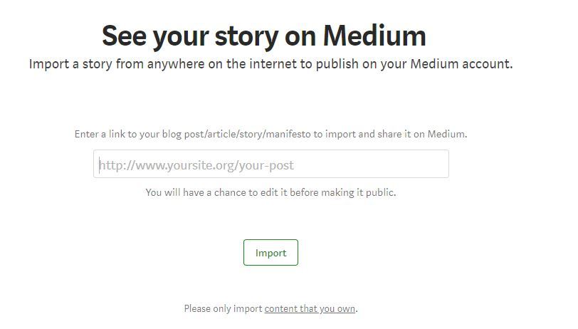 import content on medium